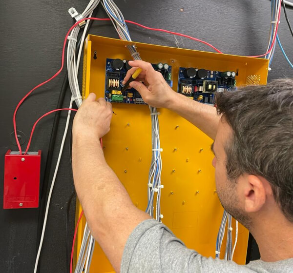Access control panel installation at a Dallas school