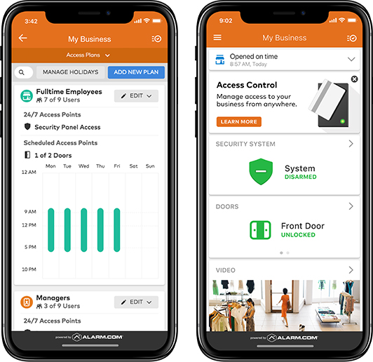 Mobile app managing business security remotely