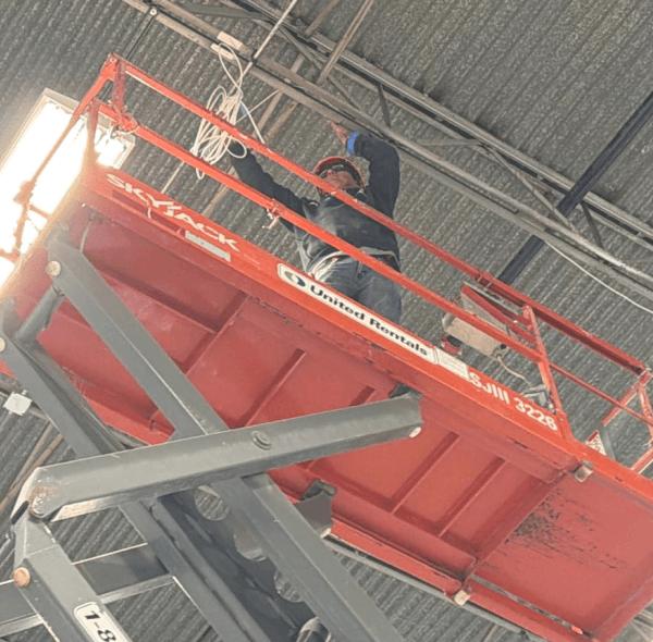 TXP Security technician installing commercial security system in Killeen, TX