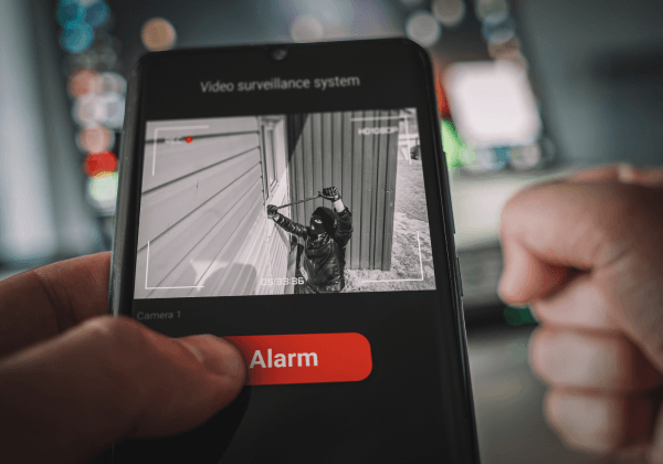 Video verified alarm app showing real-time burglary