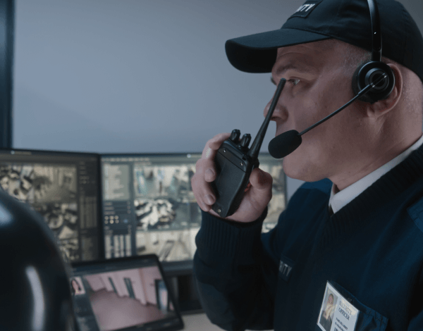 School alarm monitoring operator dispatching from 247 station