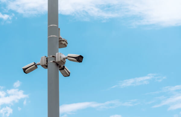 Outdoor cameras set up for live video monitoring coverage